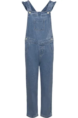 MANGO Frills Denim Dungarees Blue