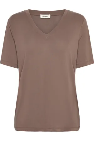 Soaked in Luxury Slcolumbine Loose Fit V-Neck Ss Brown