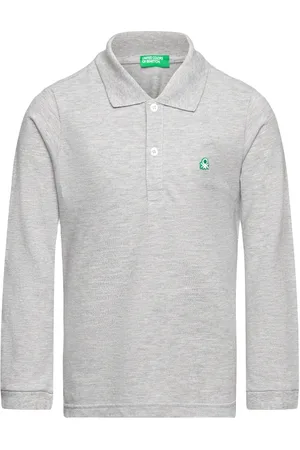 Benetton L/S Polo Shirt Grey