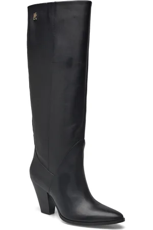 Tommy Hilfiger High Cowboy Heel Boot Leather Black