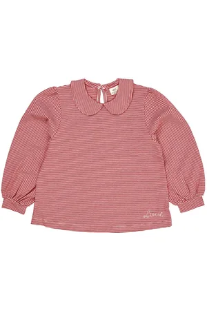 Copenhagen Colors Striped Blouse W. Collar Ls Red