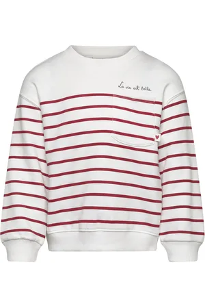 MANGO Striped Cotton-Blend Sweatshirt White