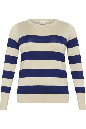 Kaffe Kclizzy Striped Knit Pullover Navy