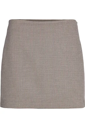 MANGO Houndstooth Miniskirt Brown