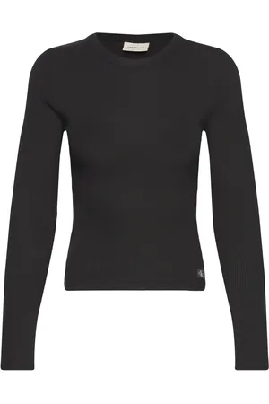 Calvin Klein Woven Label Rib Long Sleeve Black