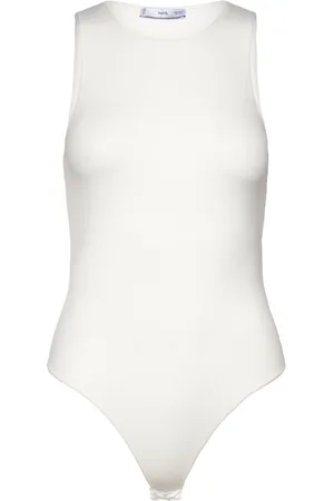 MANGO Sleeveless Fitted Bodysuit White