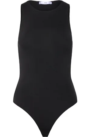 MANGO Sleeveless Fitted Bodysuit Black