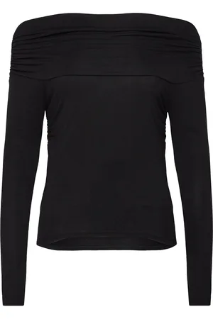 MANGO Off Shoulders T-Shirt Black
