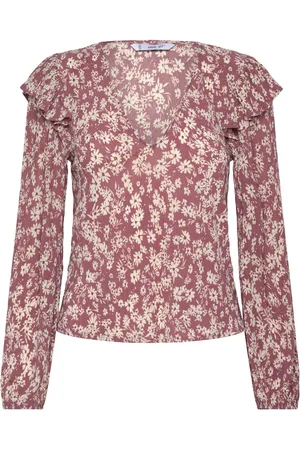 MANGO Ruffles Printed Blouse Pink