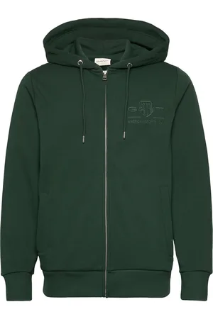 GANT Reg Tonal Shield Full Zip Hoodie Green