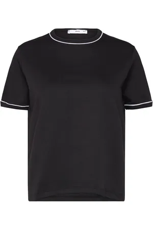 MANGO Cotton T-Shirt With Contrasting Trim Black