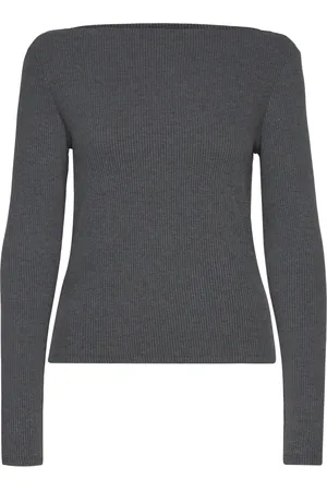 MANGO Long-Sleeved Knitted T-Shirt Grey