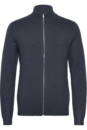 Lindbergh Melange Zip Cardigan Knit Navy