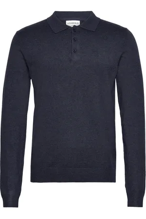 Lindbergh Long Sleeve Knitted Poloshirt Navy