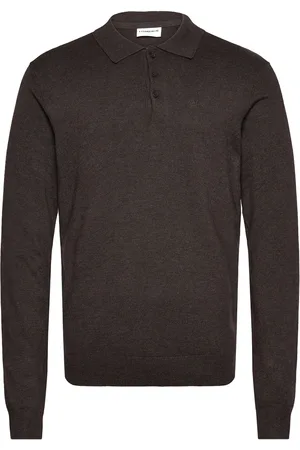 Lindbergh Long Sleeve Knitted Poloshirt Brown