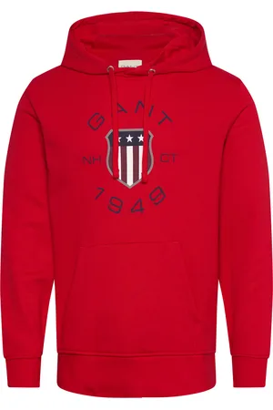 GANT Print Sweat Hoodie Red