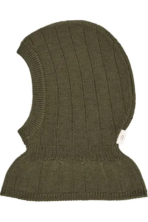 Copenhagen Colors Rib Knitted Balaclava In Merino Wool Green