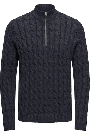 Only & Sons Onskicker Life Reg 3 Cable Half Zip Knit Navy