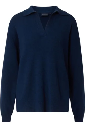 Lexington Peyton Boiled Merino Wool Knitted Polo Sweater Navy