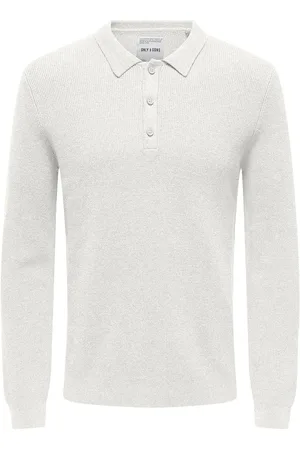 Only & Sons Onsphill Reg 12 Rib Ls Polo Knit White