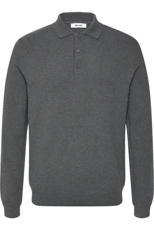 Only & Sons Onsphill Reg 12 Rib Ls Polo Knit Grey