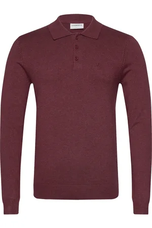 Lindbergh Long Sleeve Knitted Poloshirt Burgundy