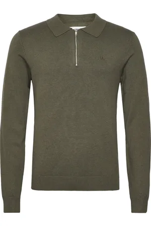 Lindbergh Ecovero L/S Zip Polo Khaki