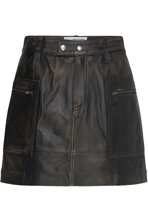 SELECTED Slfnana Mw Mini Leather Skirt Black
