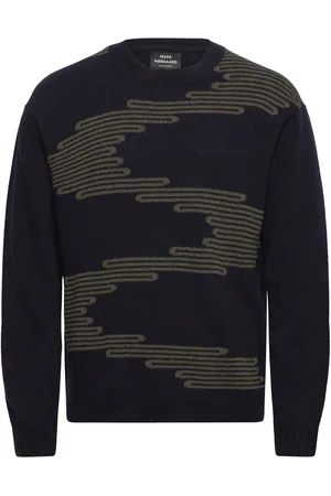 Mads Norgaard Eco Wool Vilhelm Lines Knit Navy