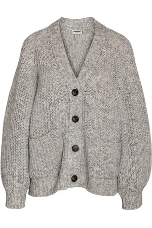 Noisy May Nmsalsa L/S V Neck Knit Cardigan Fwd Grey