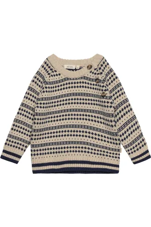 Petit Piao O-Neck Light Nordic Knit Sweater Beige