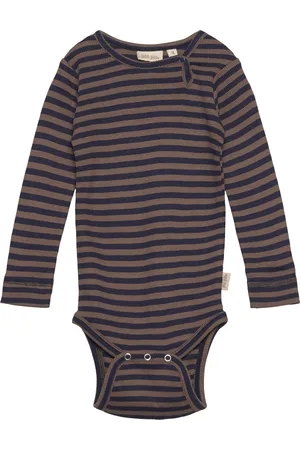 Petit Piao Body L/S Modal Striped Brown