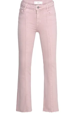 MANGO Decorative Seam Flared Jeans Pink