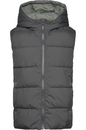MANGO Quilted Gilet With Hood Grey