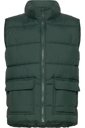 MANGO Quilted Gilet Green