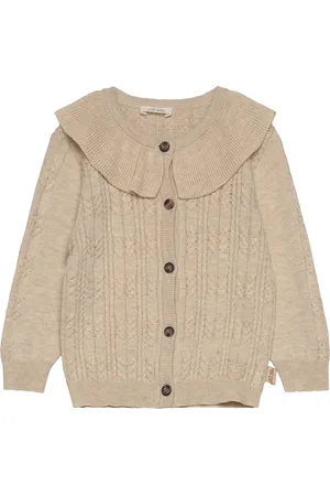 Petit Piao Cardigan Knit Cabel Collar Beige
