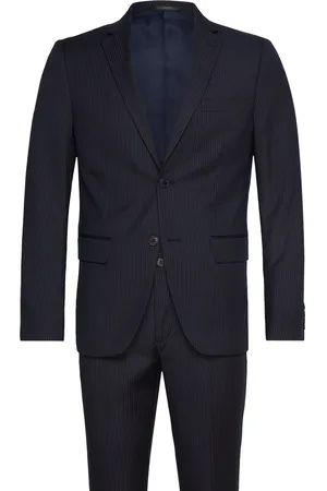 Lindbergh Narrow Striped Mens Suit Navy