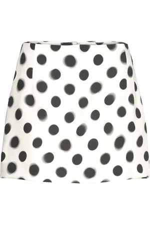 MANGO Polka-Dot Satin Mini-Skirt Cream