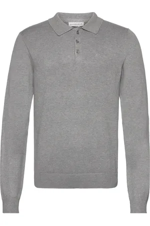 Lindbergh Long Sleeve Knitted Poloshirt Grey