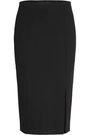 MANGO Pencil Skirt With Rome-Knit Opening Black