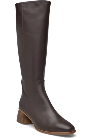 ANGULUS Boots - Block Heel With Zipper Brown