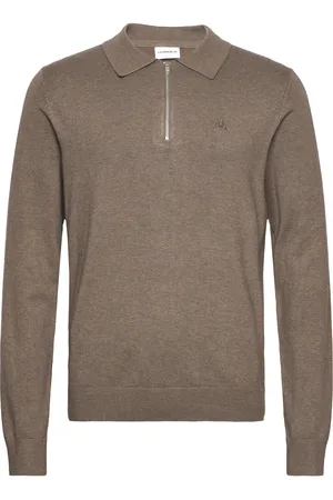 Lindbergh Ecovero L/S Zip Polo Brown