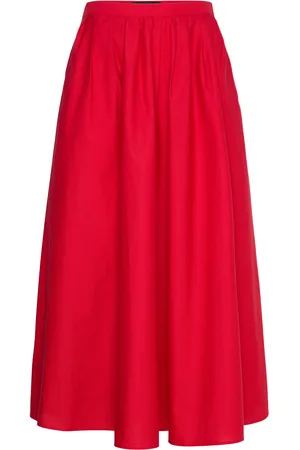 MANGO Pleated Midi-Skirt Red