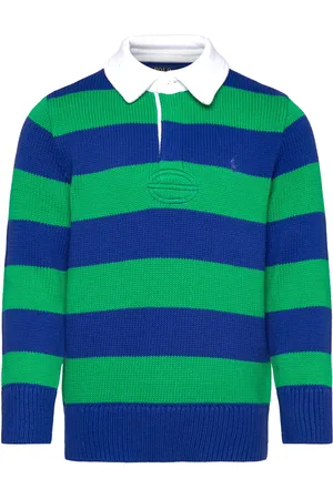 Ralph Lauren Striped Cotton Rugby Sweater Blue