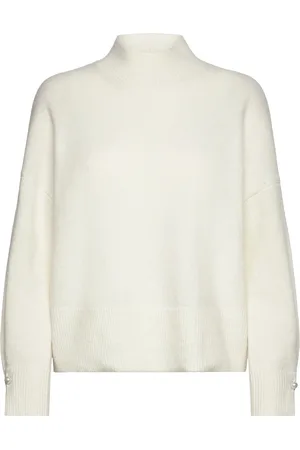French Connection Kezia Pearl Cuff Detail Jumper White