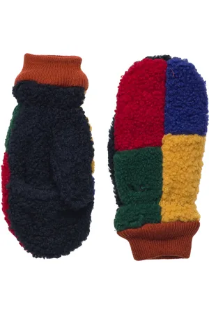 Bobo Choses Color Block Sheepskin Mittens Red