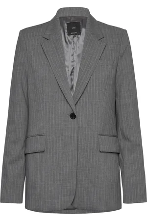 MANGO Pinstripe Suit Jacket Grey