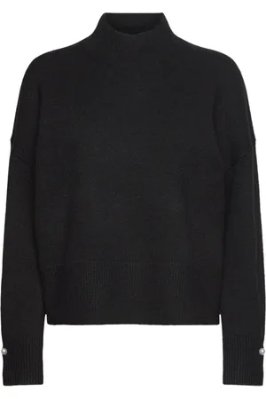 French Connection Kezia Pearl Cuff Detail Jumper Black
