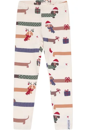Geggamoja Bamboo Leggings Santa Dogs 65 62/68 Cream