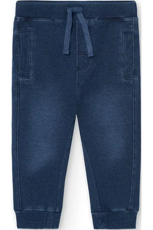 Boboli Fleece Denim Trousers For Baby Boy -Bci Blue